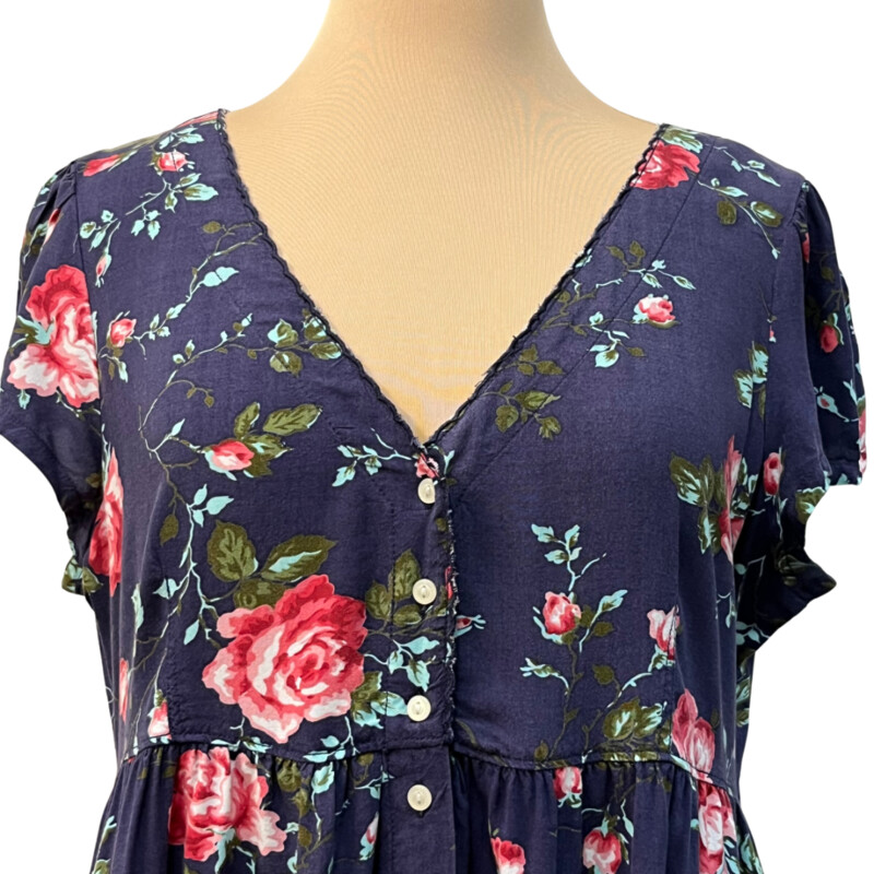 Ralph Lauren Rose Dress
Short Sleeve Button Up
Navy and Pink
Size: Large
Darling!