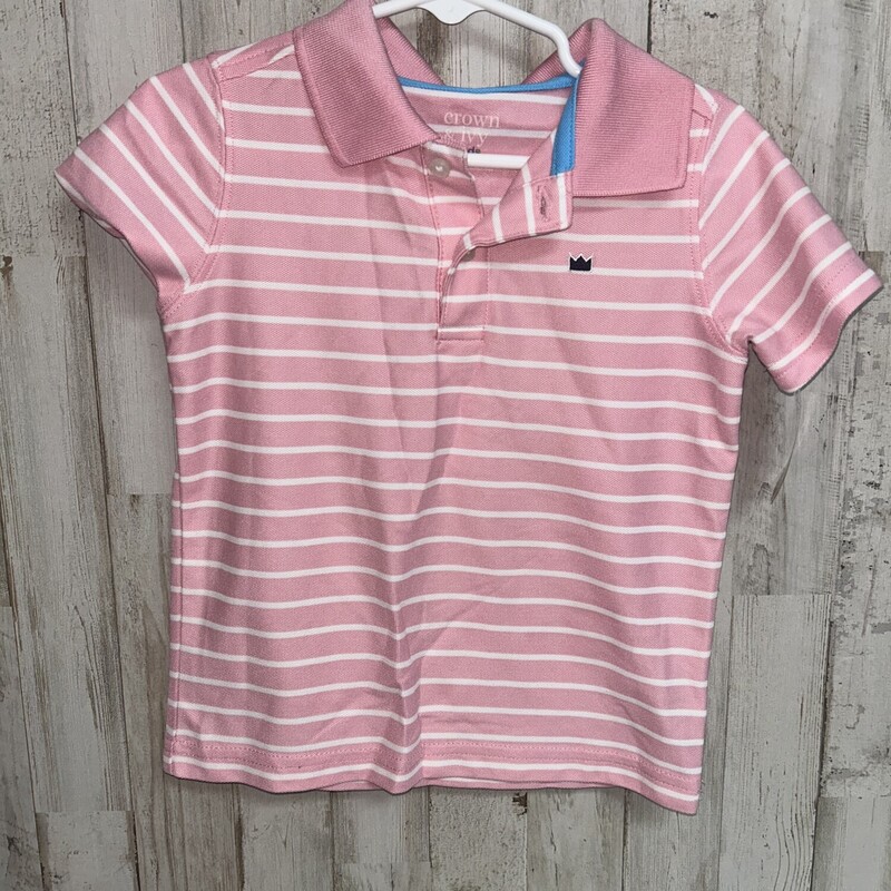 2T Pink Stripe Polo, Pink, Size: Boy 2T-4T