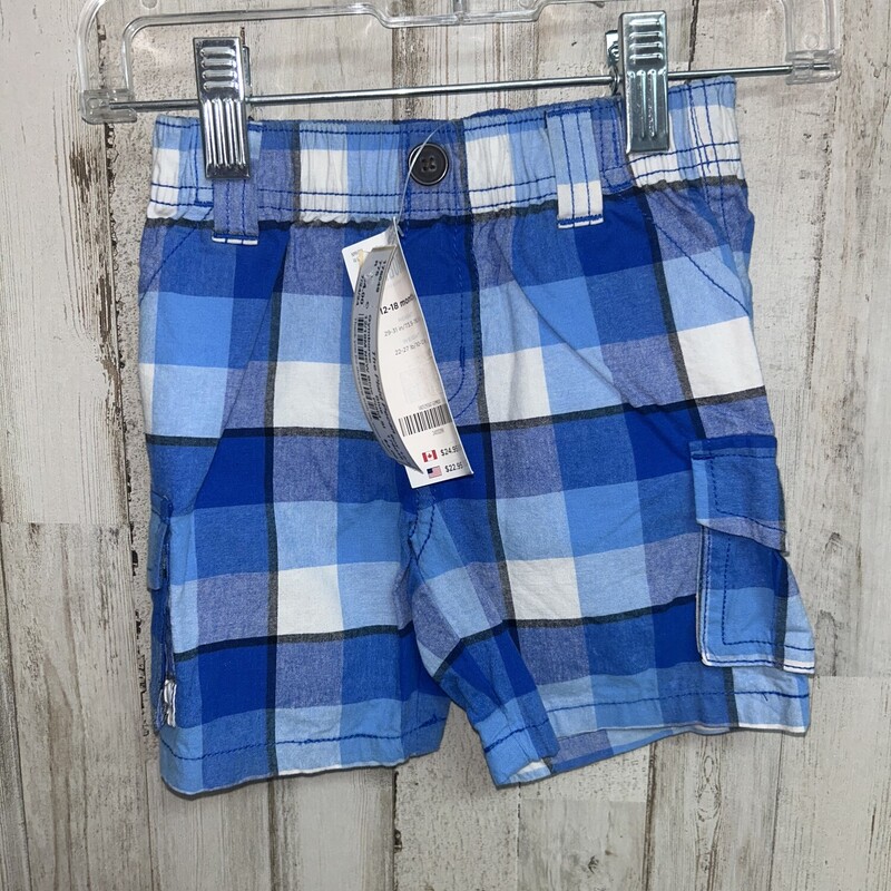 12/18M NEW Blue Plaid Sho, Blue, Size: Boy 12-24m