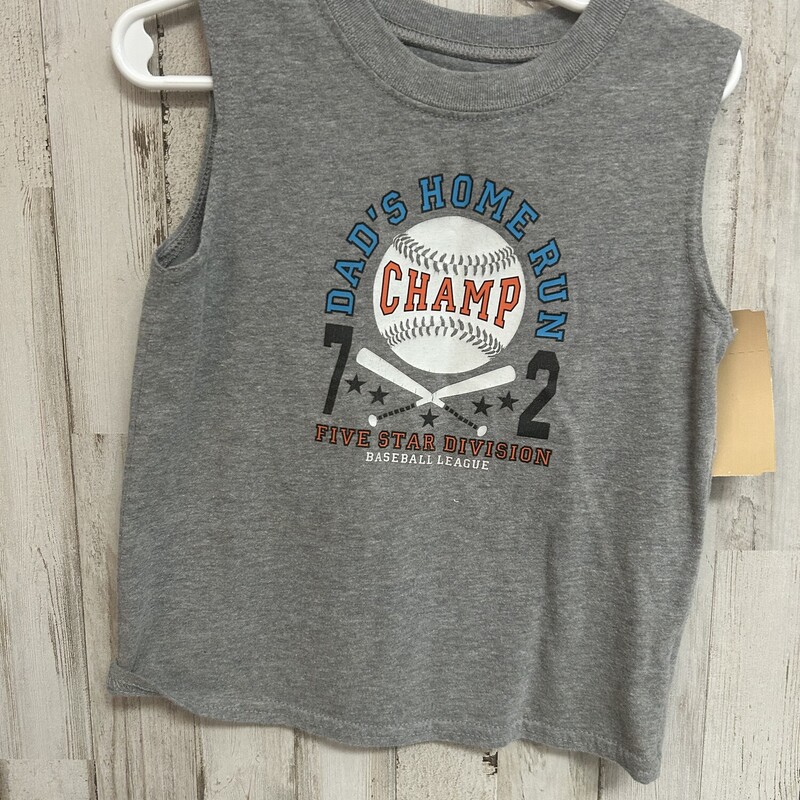 3T Dads Home Run Tank, Grey, Size: Boy 2T-4T