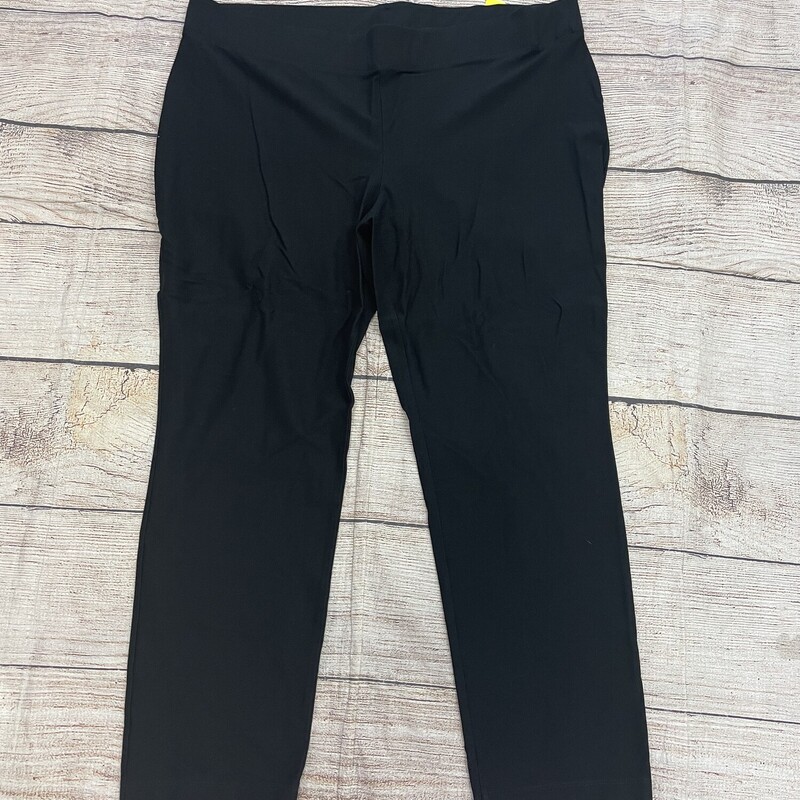 Chicos Pants black pull on elastic waist ankle length straight leg size XL