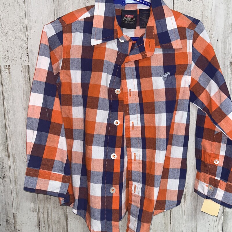 3T Orange/Blue Button Up