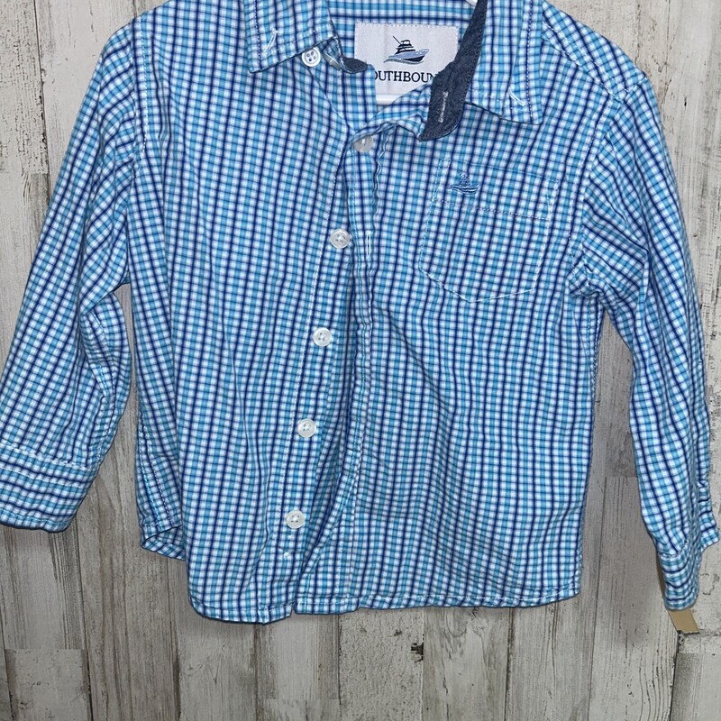 2T Blue Plaid Button Up