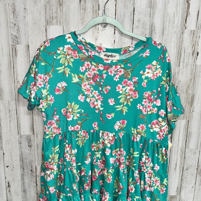 S Green Floral Tier Top, Green, Size: Ladies S