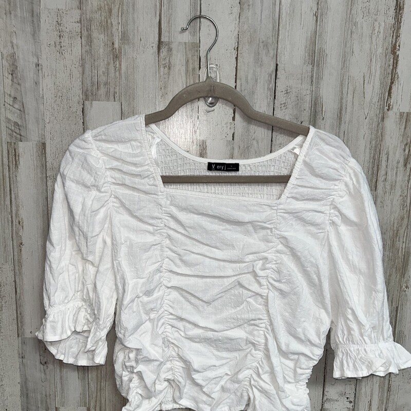 L White Scrunched Top