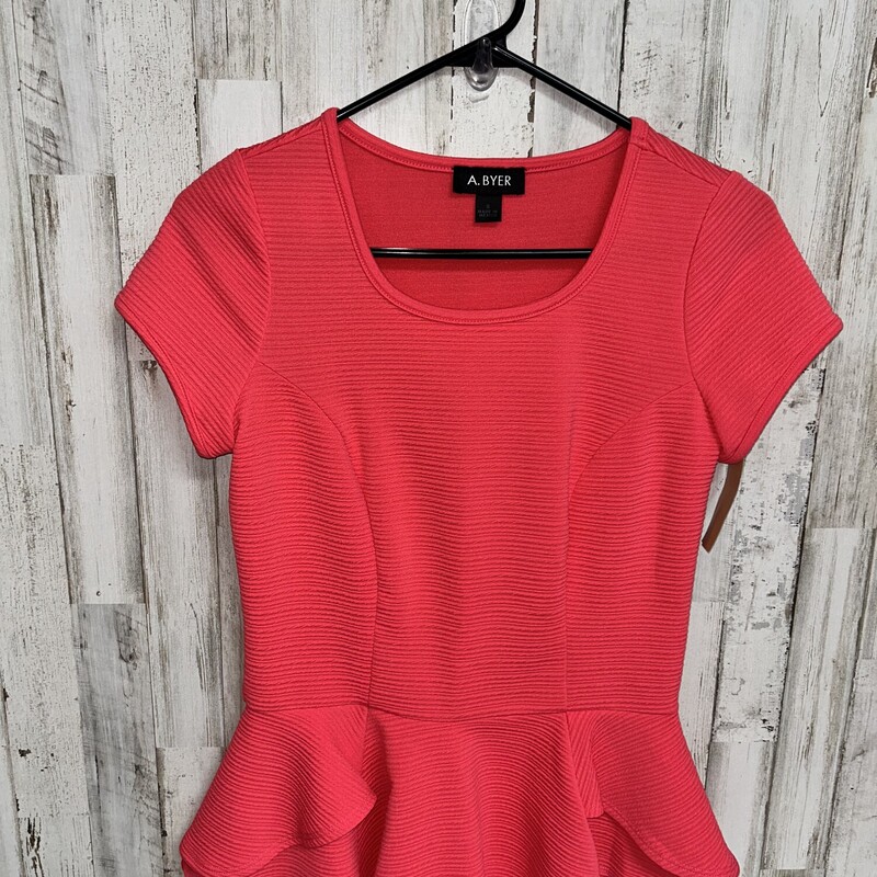 S Pink Textured Peplum To