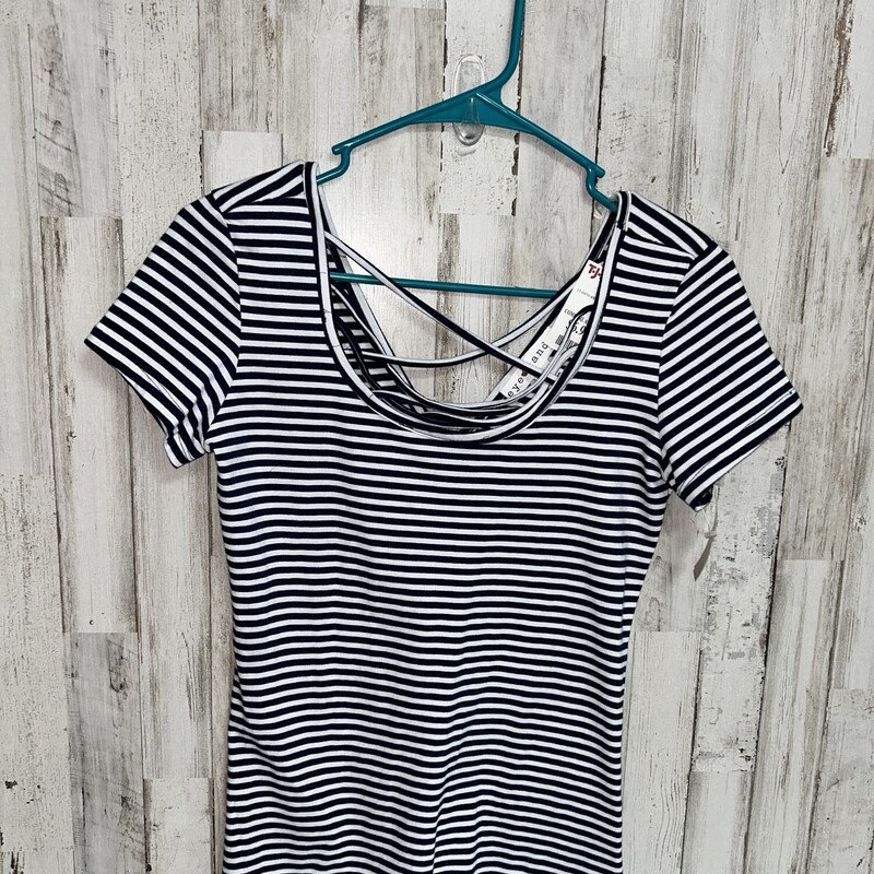 S Navy Stripe Keyhole Top