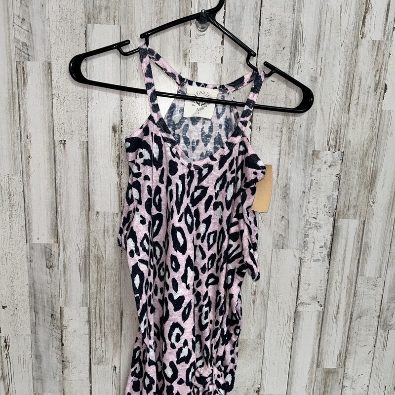 S Pink Leopard Knit Top