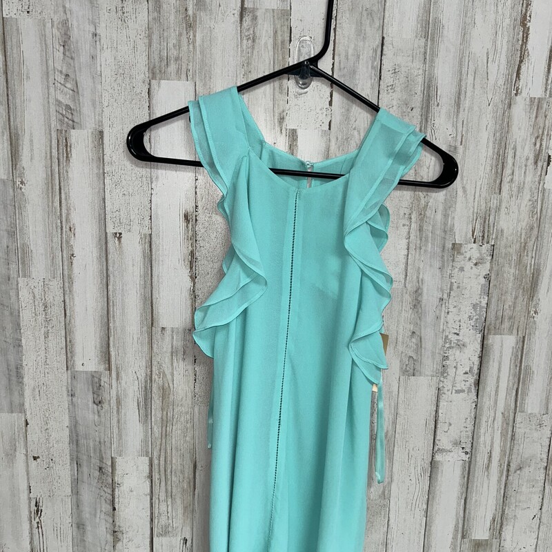 NEW S Teal Sheer Ruffle T