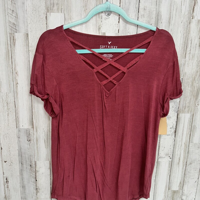 S Mauve Lace Keyhole Top