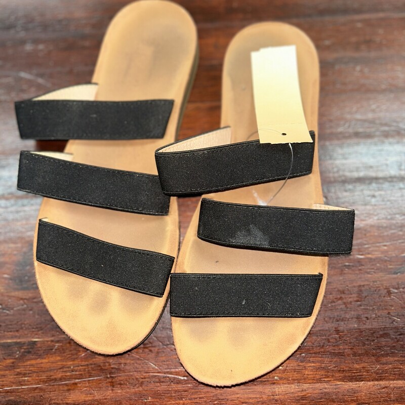 A6 Black Strapped Sandals, Black, Size: Shoes A6
