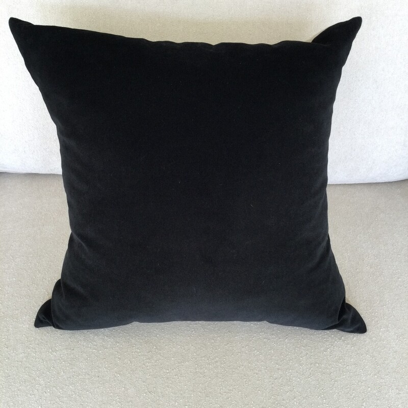 Large Velvet & Linen Toss Cushion,
Black/Sand Colour,
Size: 20 X 20 In