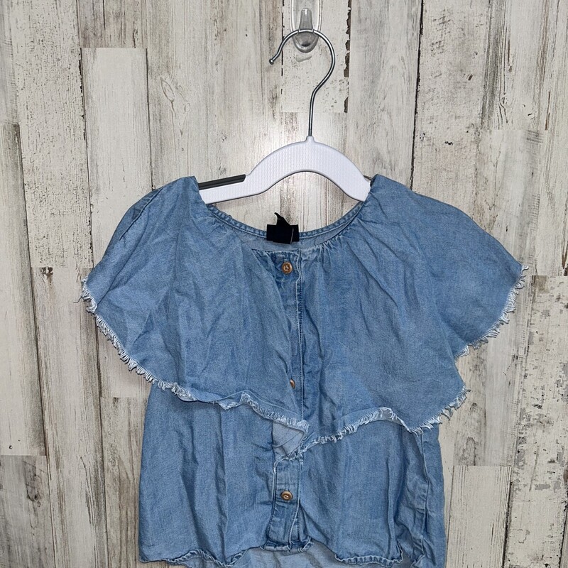 3T Chambray Frayed Top, Blue, Size: Girl 3T