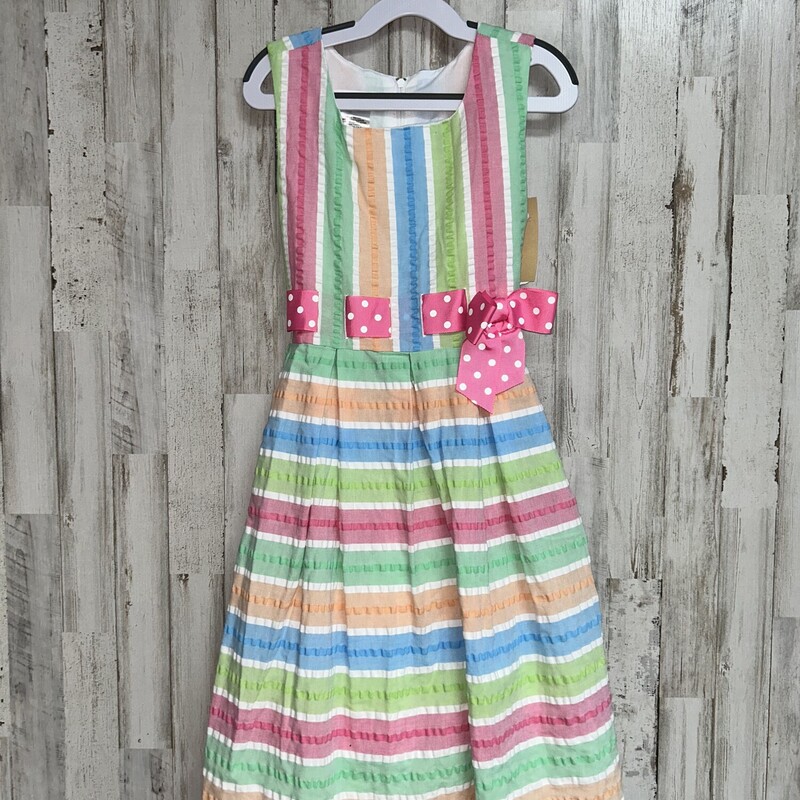 10 Green Stripe Bow Dress, Green, Size: Girl 10 Up