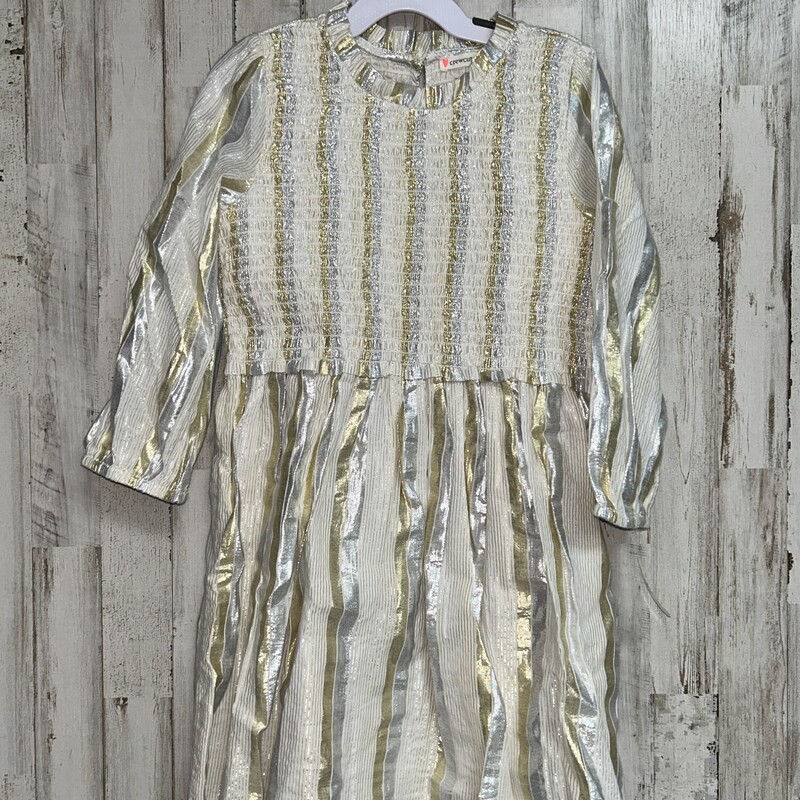 7 Gold Shimmer Smock Dres, Gold, Size: Girl 7/8