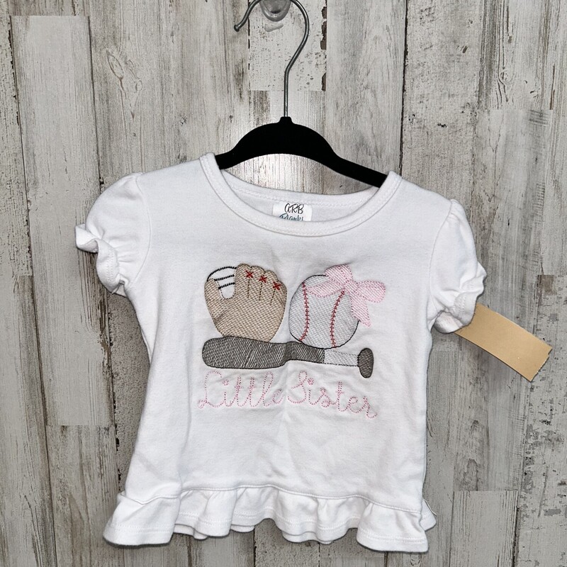 18M Lit Sis Baseball Tee, White, Size: Girl 18-24