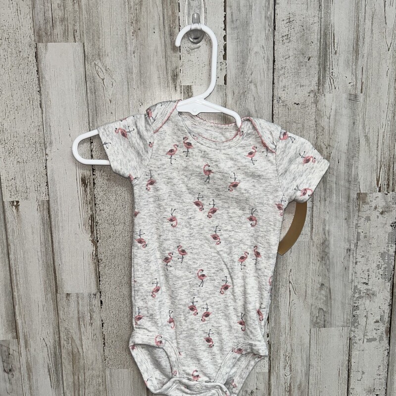 6M Grey Flamingo Onesie, Grey, Size: Girl 6-12m