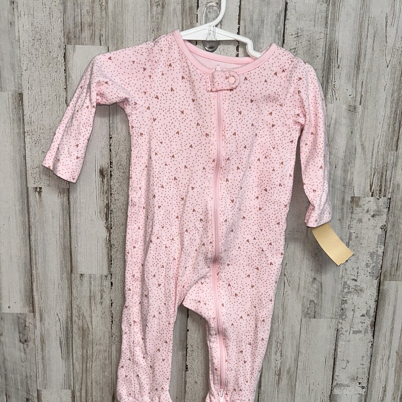 9M Pink Heart Sleeper, Pink, Size: Girl 6-12m