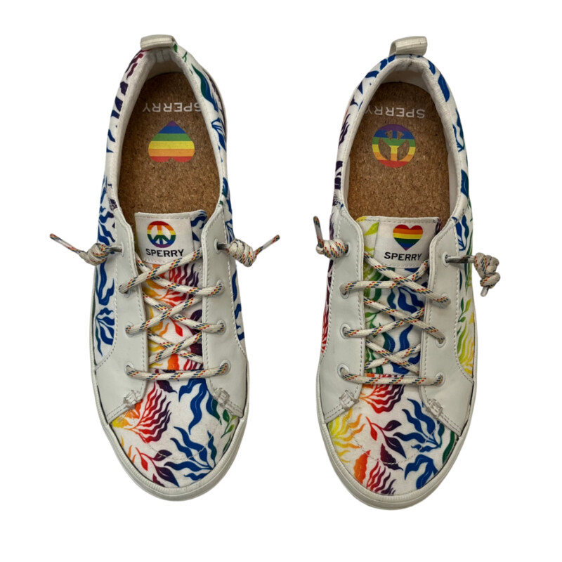 Sperry Slip On Sneakers<br />
Crest Vibe Design<br />
A Rainbow of Colors<br />
Size: 10