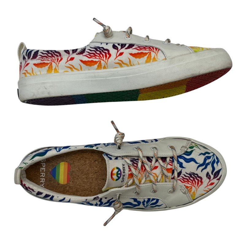 Sperry Slip On Sneakers<br />
Crest Vibe Design<br />
A Rainbow of Colors<br />
Size: 10