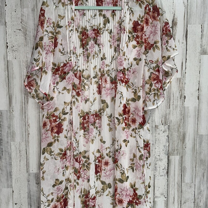 XS/S Sheer Floral Kimono, White, Size: Ladies XS