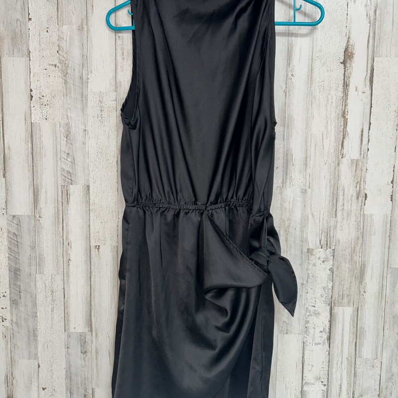 S Black Satin Tie Dress