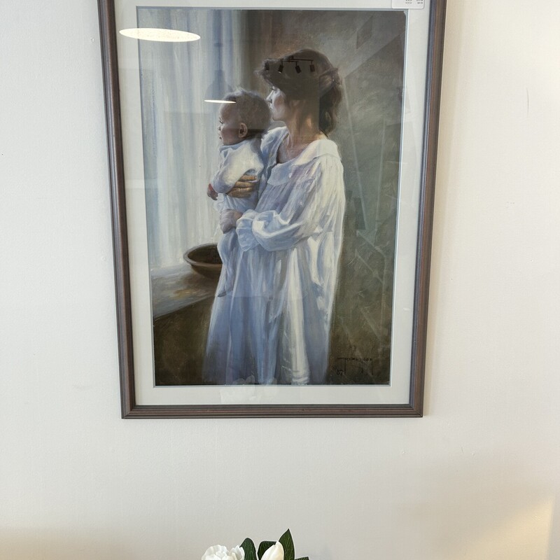 Robert Duncan Mother And Child Framed Print, Grey/White/Blue
Size: 25X34