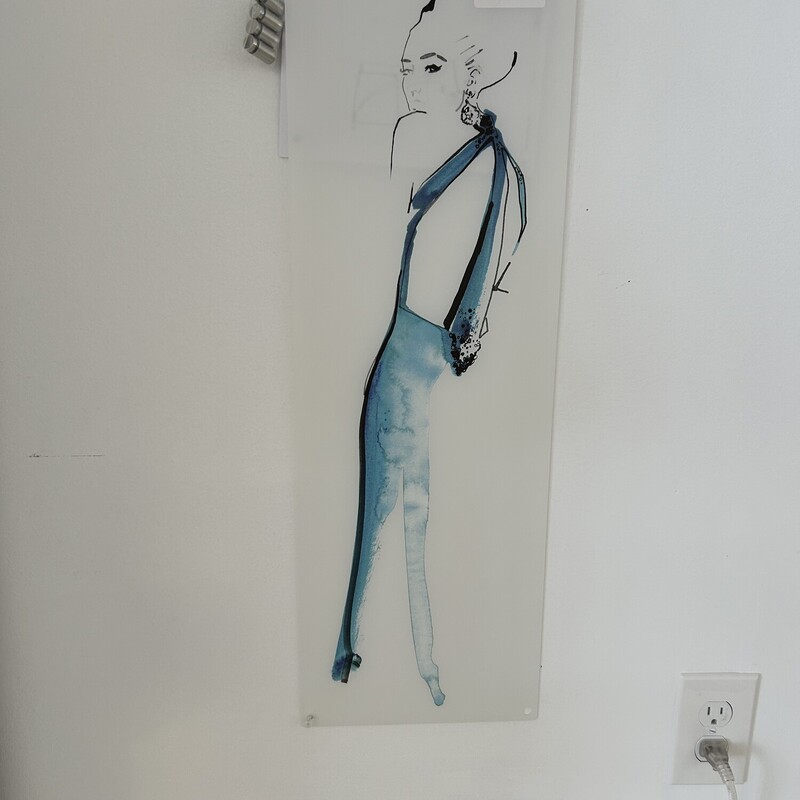 Wall Art Audrey Hepburn, White/Blue/Black, Size: Double