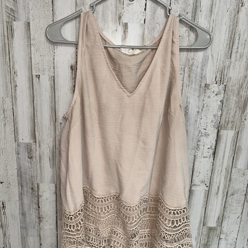 L Tan Lace Trim Tank