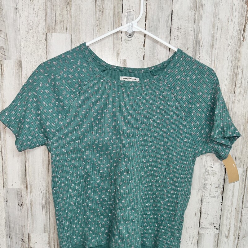 L Green Floral Knit Top