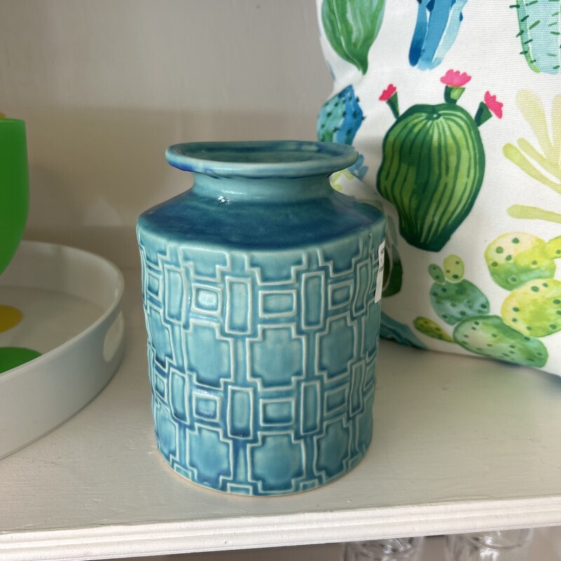 Indigo Vase, Teal, Size: 7in