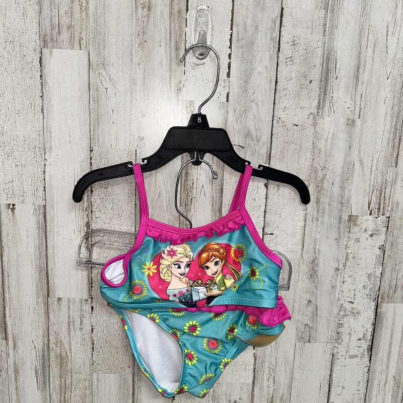 4T 2pc Teal Frozen Swim S, Teal, Size: Girl 4T
