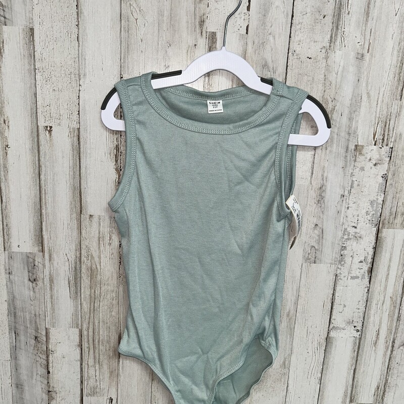 11 Sage Ribbed Bodysuit, Green, Size: Girl 10 Up
