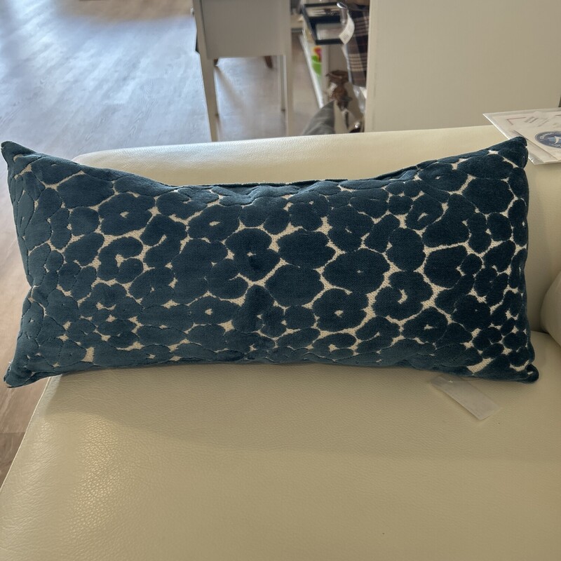 Blue Faux Fur Cheetah Print Toss Cushion,
Blue,
Size: 9.5 X 20.5 In