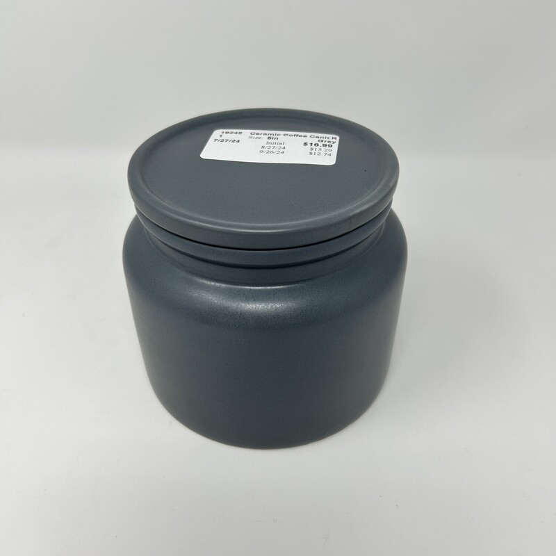 Ceramic Coffee Canister with scoop, Grey, Size: 5in