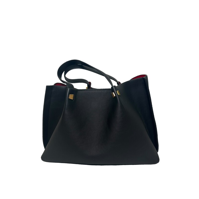 Valentino V Logo Escape, Black  Leather Tote<br />
Some interior wear<br />
Dimensions:<br />
Length: 25.5 cm,Width: 12.5 cm,Height: 18 cm<br />
Handle Drop: 12 cm<br />
Shoulder Strap: 45 cm adjustable