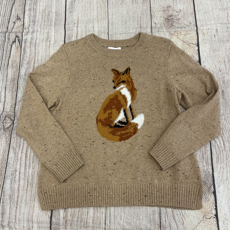 C Club sweater long sleeve tan with black flexs. This has a picture with a fox on the front. size large P