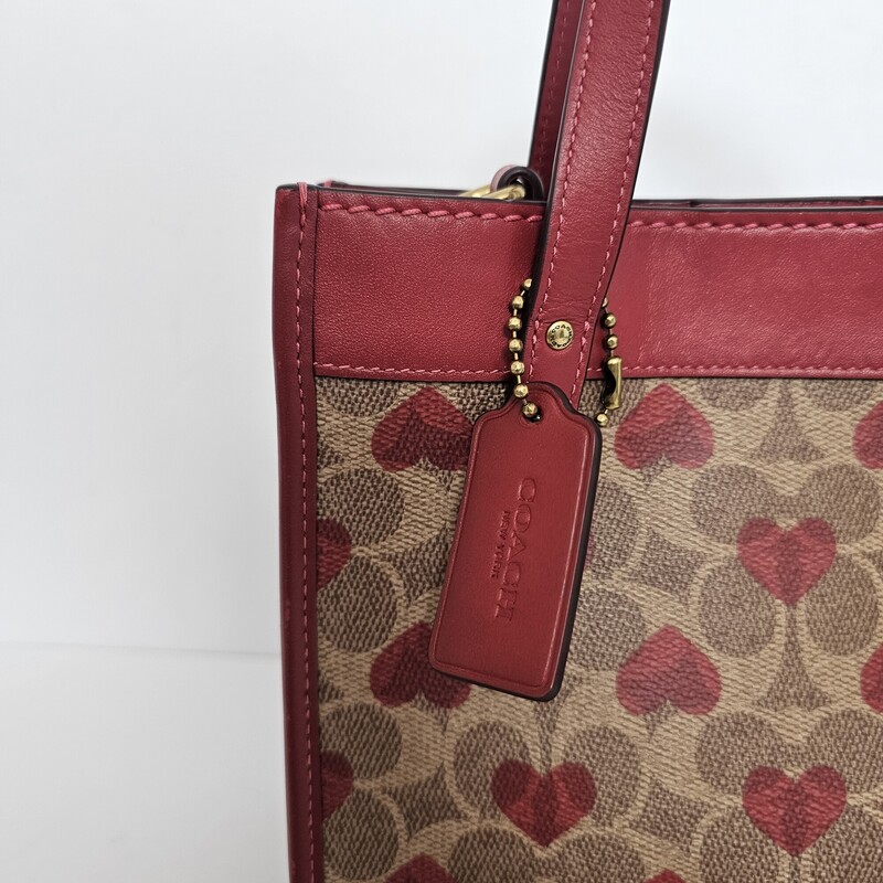 Coach Heart Field Tote, Redtan, Size: Tophandle<br />
No long strap included