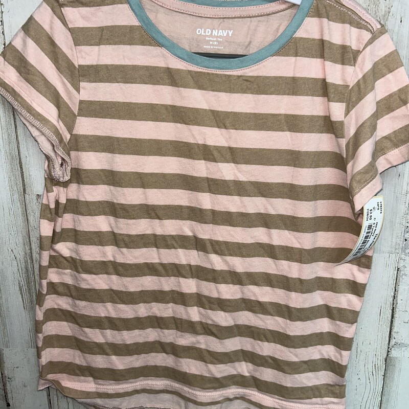 8 Tan/Pink Striped Tee