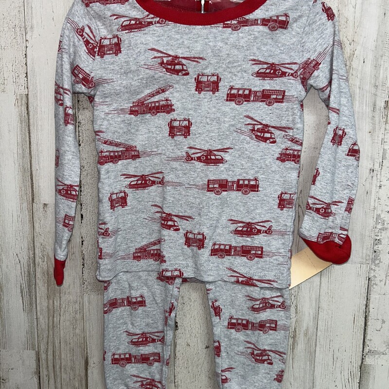 2T 2pc Firetruck Pj Set, Grey, Size: Boy 2T-4T