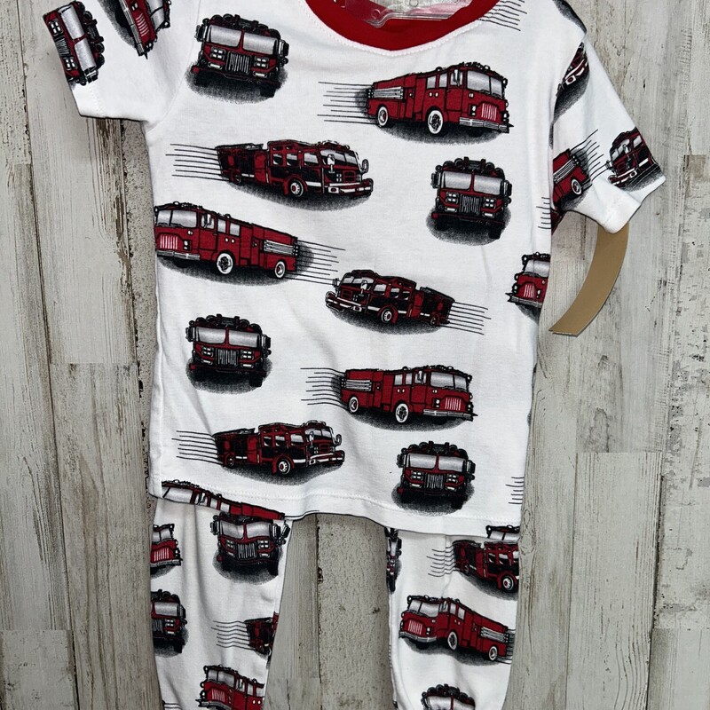 2T 2pc White Firetruck Pj