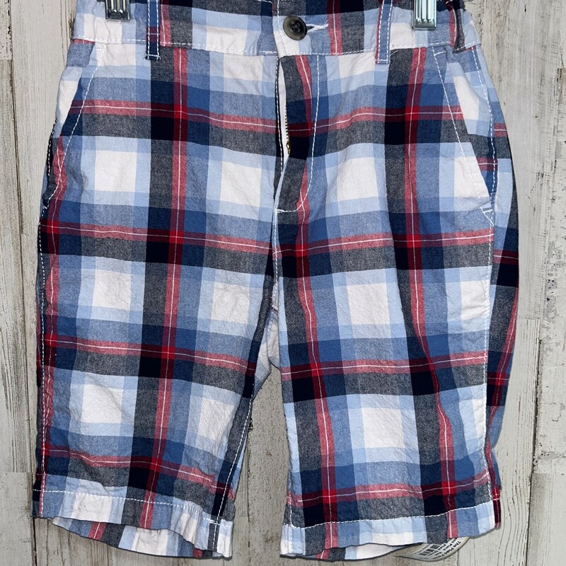 7 Red/Blue Plaid Shorts, Red, Size: Boy 5-8