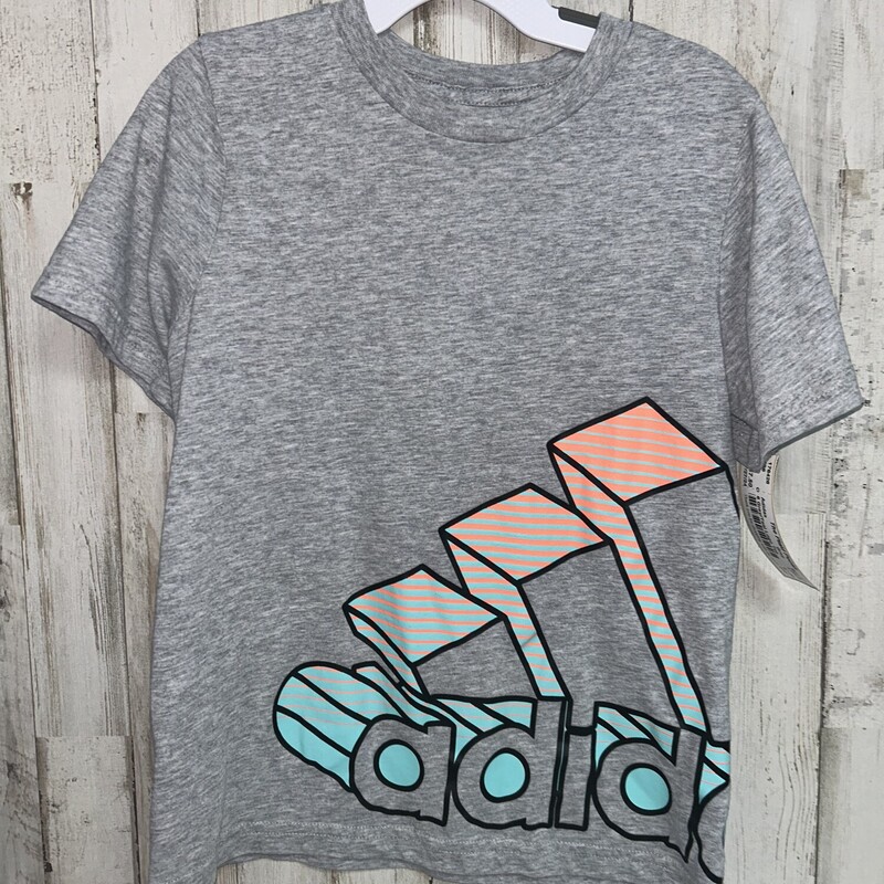 6 Grey/Teal Logo Tee