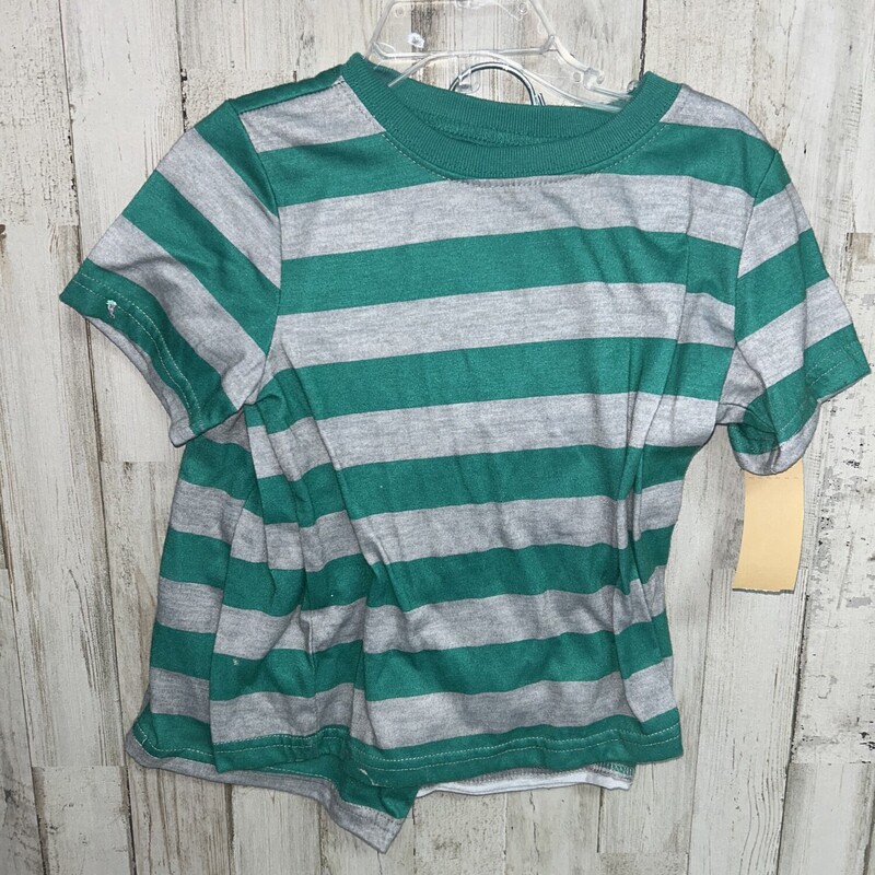 3T 2pc Green Stripe Pj Se, Green, Size: Boy 2T-4T