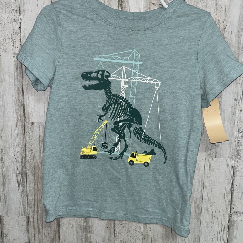3T Construction Dino Tee, Green, Size: Boy 2T-4T