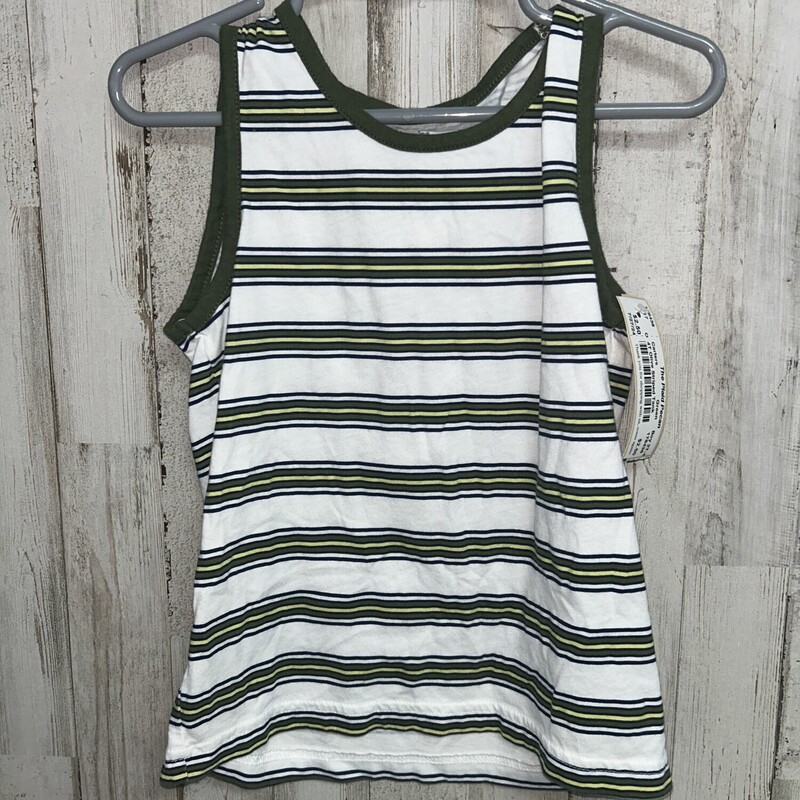 4T Olive Striped Tank, Green, Size: Boy 2T-4T