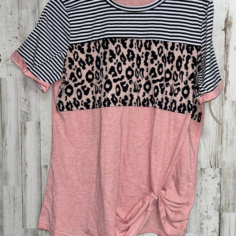 XL Pink Cheetah Knot Top