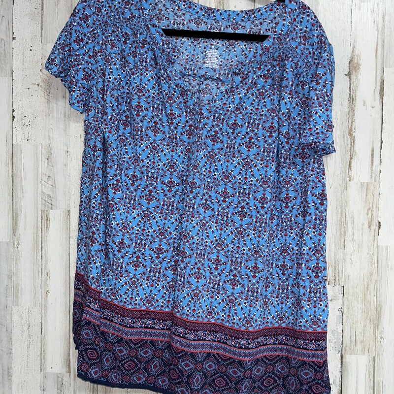 1X Blue Floral Print Top, Blue, Size: Ladies XL