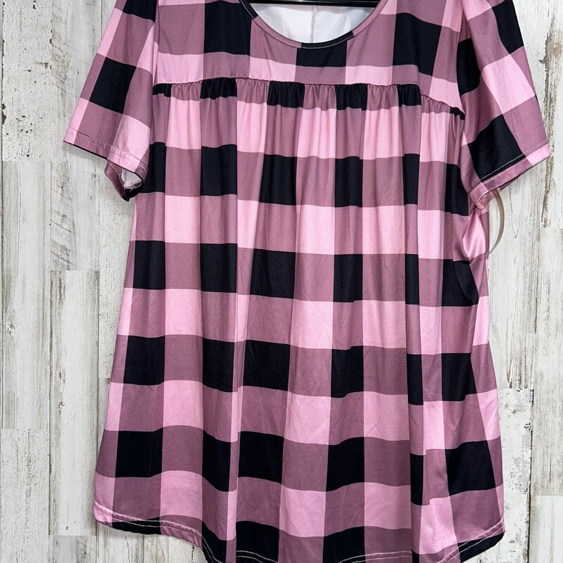 1X Pink Plaid Top, Pink, Size: Ladies XL