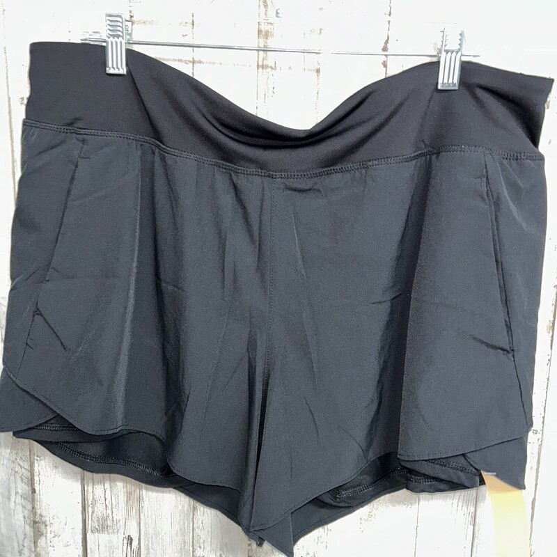 2X Black Layered Shorts